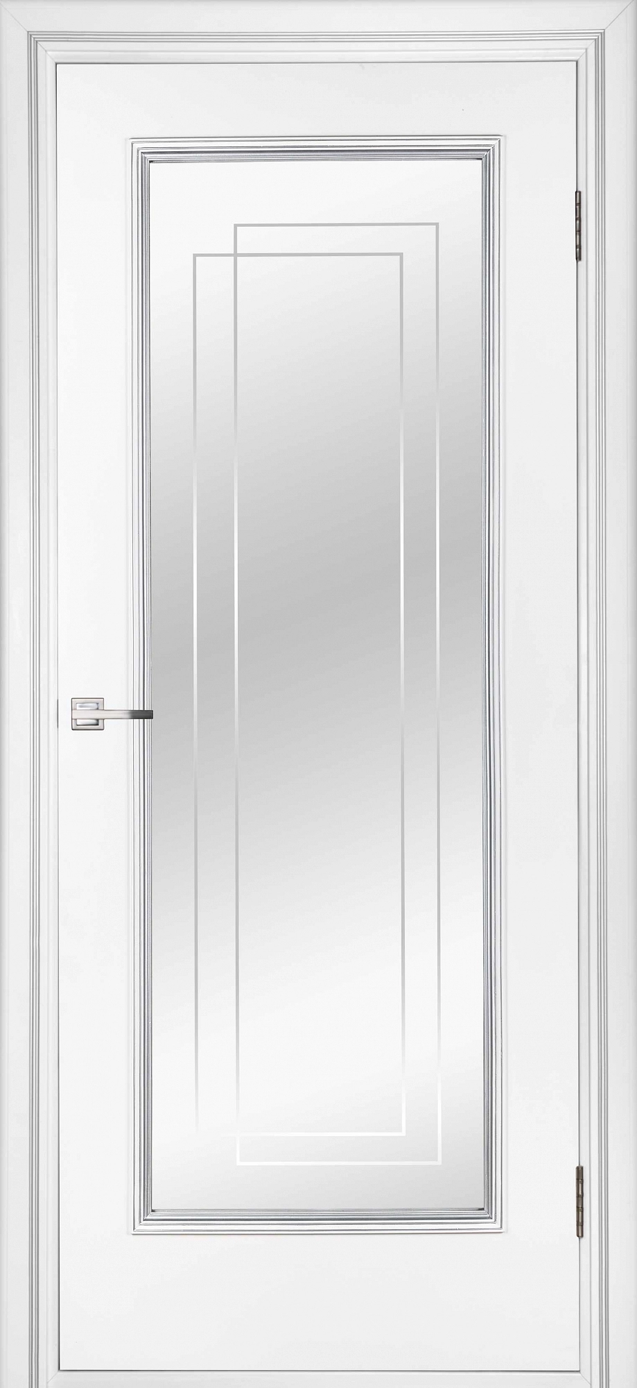 Межкомнатная дверь Триумф белый лак ПО (с зеркальным триплексом)