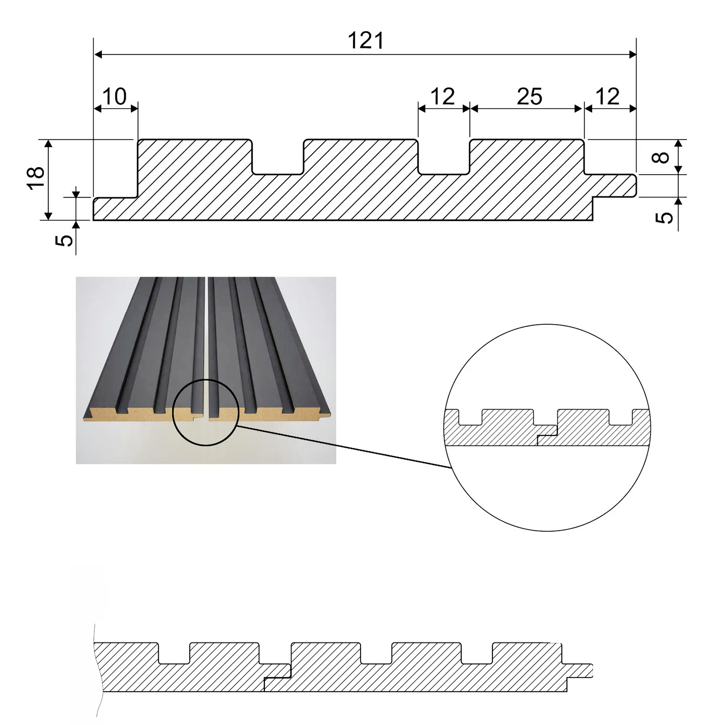 Profil  LB-3771/1  Group/MATT TEAK-248  ↕ 18 mm   ⟷ 121x2800 mm           ♔ SUPERPREȚ!