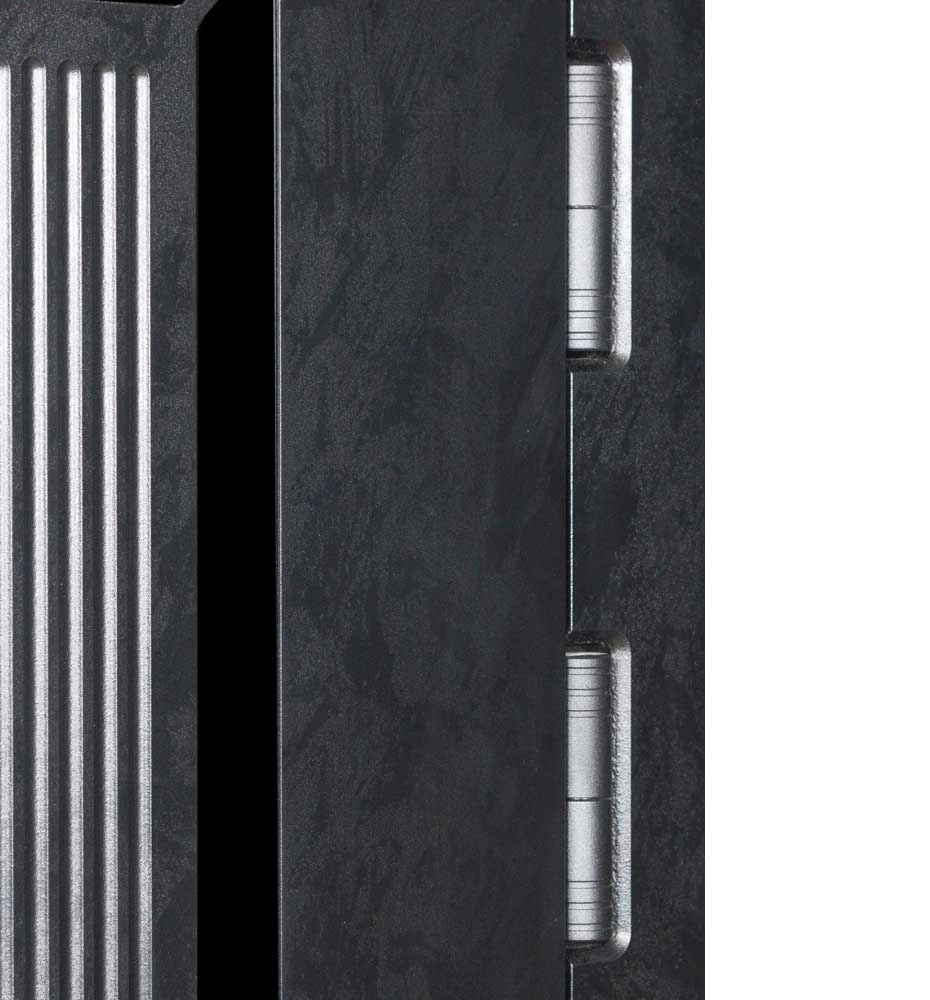 Входная дверь В-83 квадро Kale, модель 594 / 605 зеркало Оксид чёрный/ Декор - белая шагрень