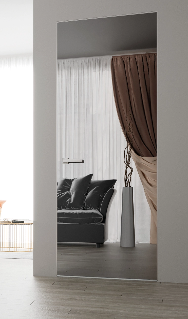 ДВЕРЬ ПО СУПЕРЦЕНЕ!!  •   Двери СКРЫТОГО монтажа MIRROR GRAFIT matt  (мат графит)/ RAL 7031 (сине-серый) /L/ 2300x800/ЧЕРНЫЙ/без перемычки/3 петли/