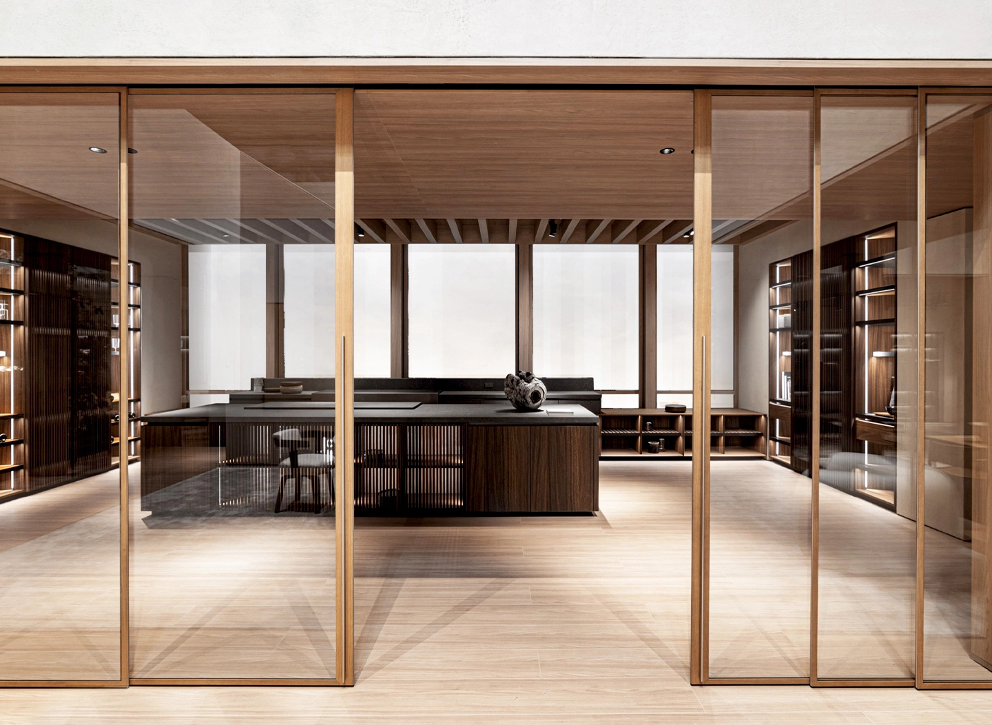 Perete cu 5 desparțituri glisante