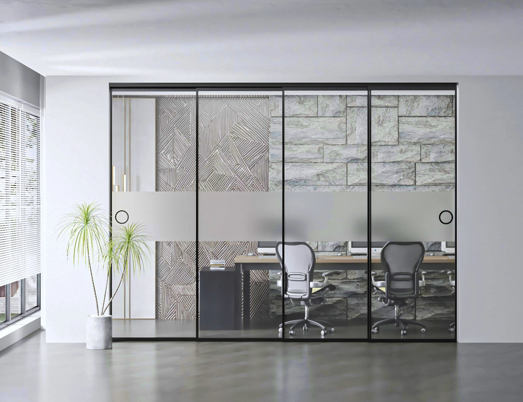 Раздвижная перегородка из 4 створок