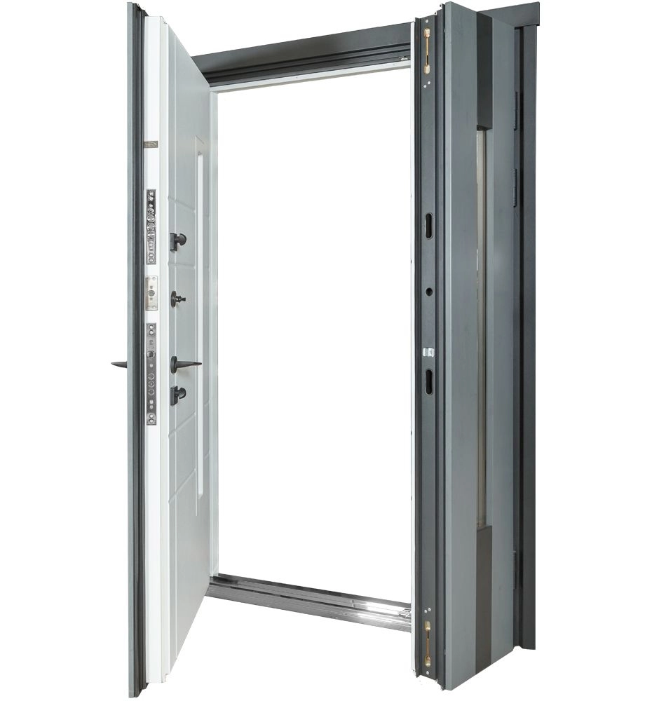 Входная дверь Термо House 706 Антрацит/ белый атлас 1300 мм