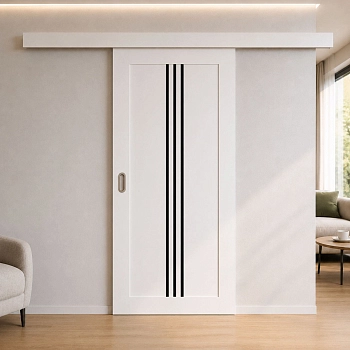 Ușă de interior STILTON  alb neted cristal / sticlă neagră Фото №1 | Интернет магазин двери Белоруссии