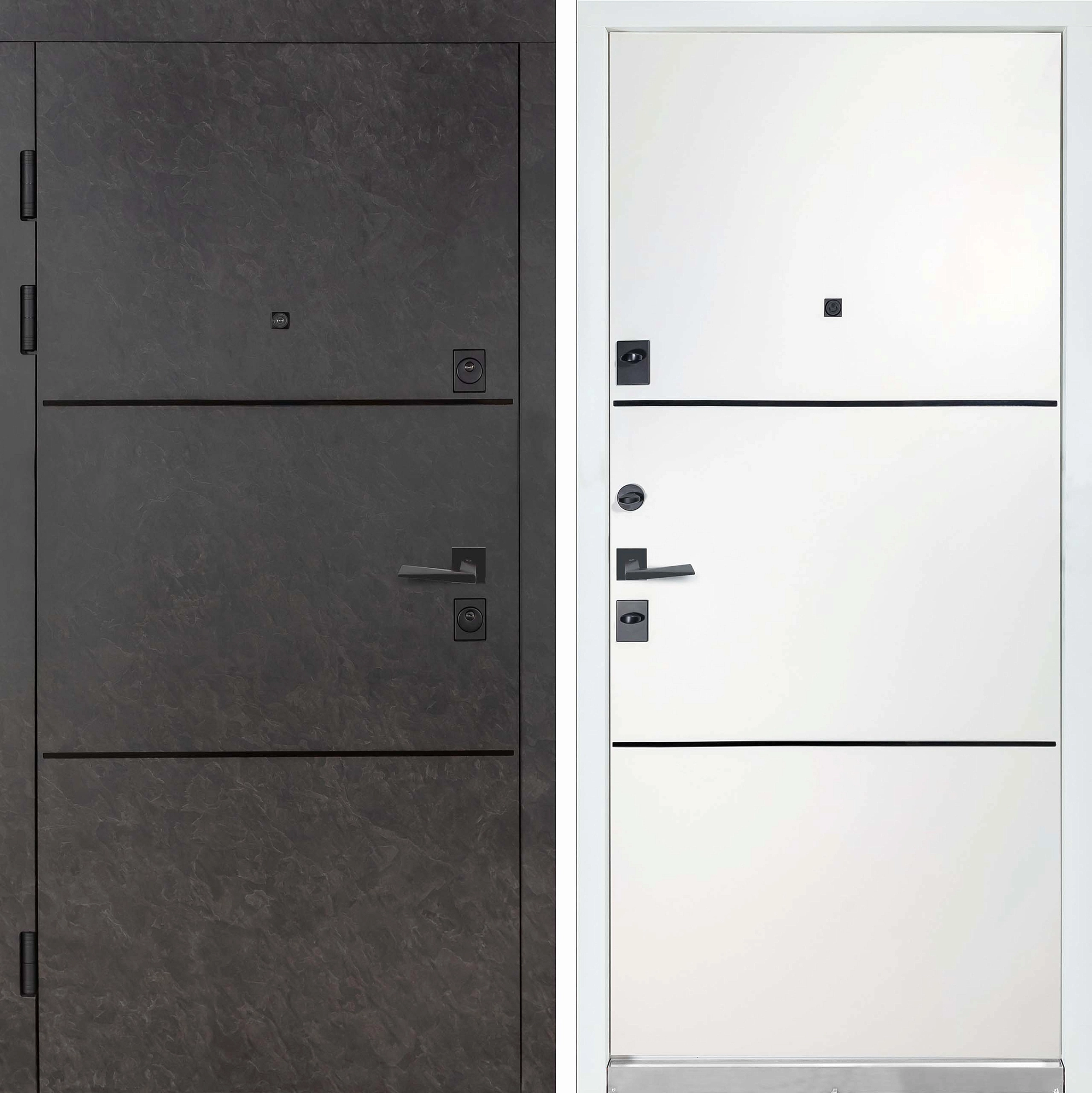 Входная дверь Термо FORTEZZA (Квадро) 536 Mamba morion/Белый Супермат